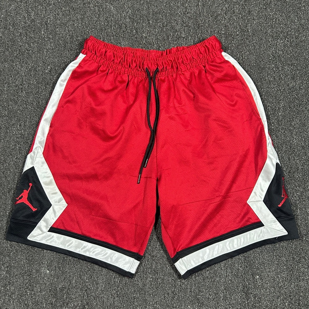 Jordan Diamond Basketball Shorts Mens Medium Red White CV6022-687 Excellent Mesh